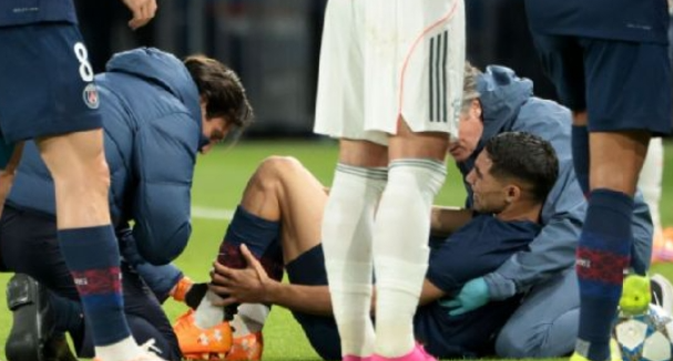 Hakimi estará fuera seis semanas tras fuerte entrada de Luis Díaz en la Champions